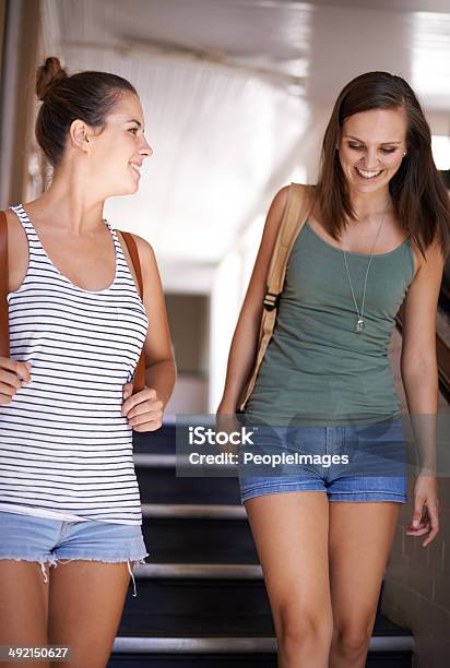 Walking With My Bestie To The Next Class Stock Photo - Download Image Now - 20-24 Years, 20-29 Years, Adult