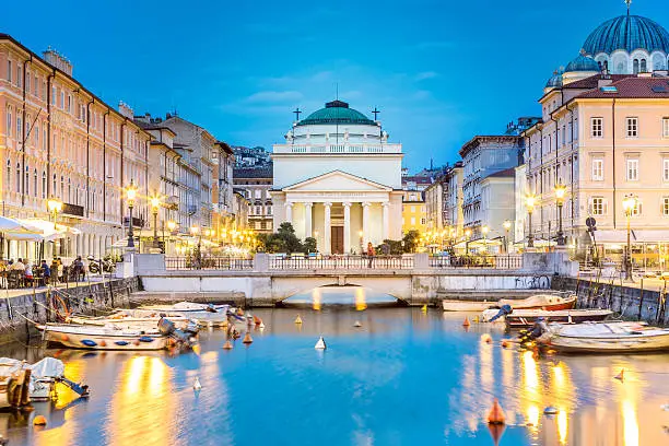 Photo of Canal grande in Trieste city center, Italy