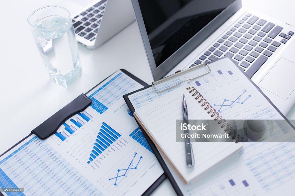 Showing business and financial report. Accounting 2015 Stock Photo