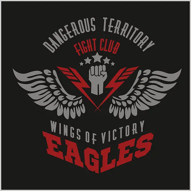 Vector illustration of Eagle wings - military label, badges and design elements