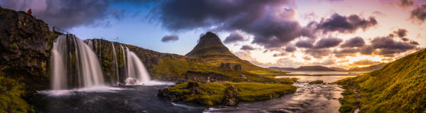 istock Waterfall sunrise idyllic mountain stream through panoramic peaks Kirkjufell Iceland 492160654