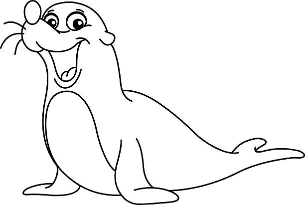 illustrazioni stock, clip art, cartoni animati e icone di tendenza di delineato leone marino - image computer graphic sea one animal