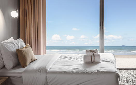 relaxation in bedroom with seaview