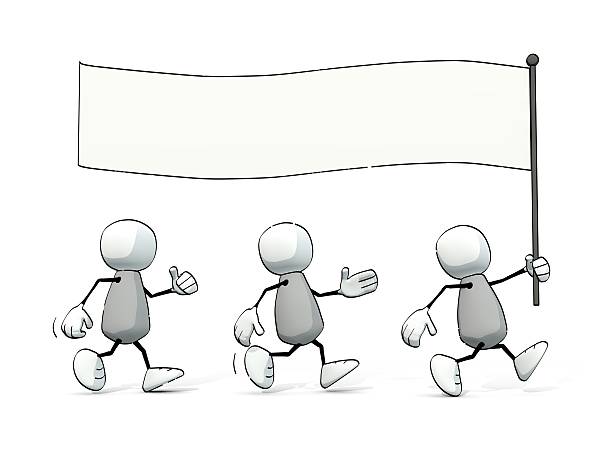 istock little sketchy men running with blank flag 492191580