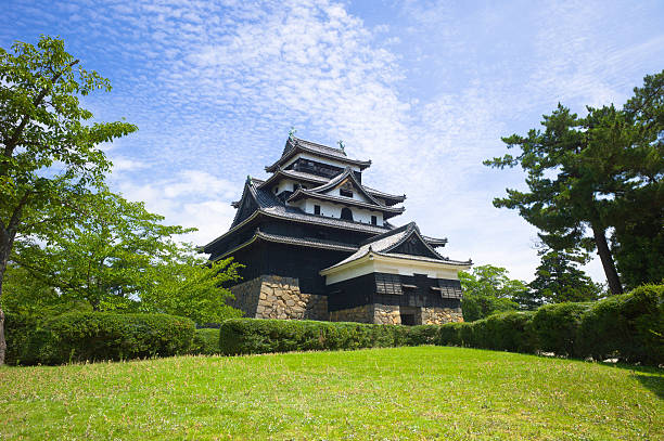 Matsue, Japan - August 10, 2015: Matsue castle (circa 1611) in Matsue, Shimane prefecture, Japan. One of 12 remaining medieval castles in Japan, National Historic Site.