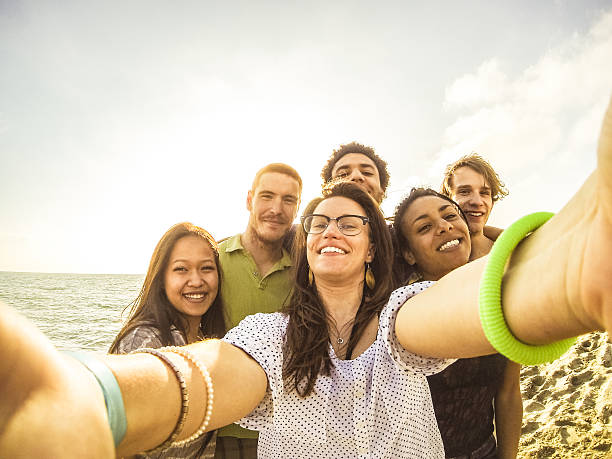 istock Friends self portrait on the beach 492195025