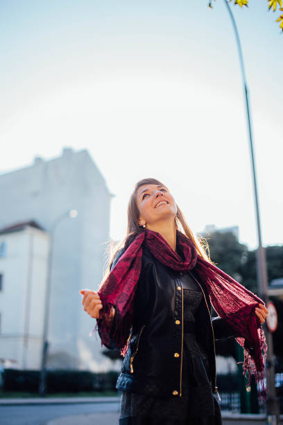 istock Girl enjoying her time outside in park with sunset 492195308