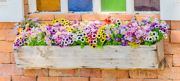 istock Plastic flower in vase on wall background 492195983