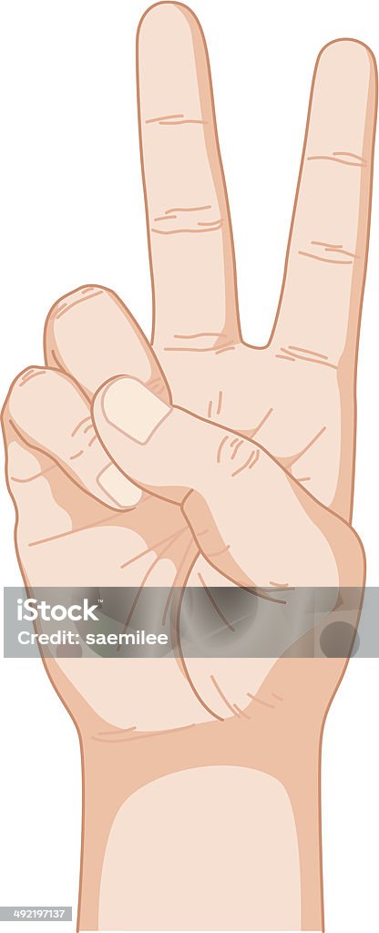 Two Vector illustration of human hand. EPS10, AI CS, high res jpeg included. Peace Sign - Gesture stock vector