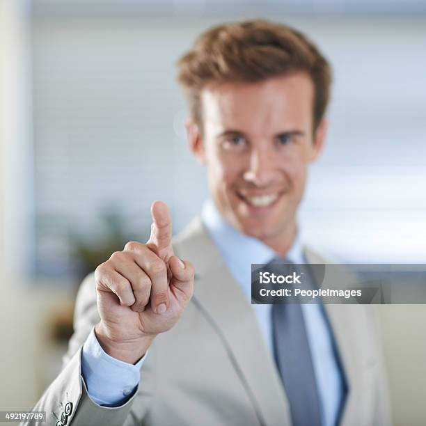 Planning For A Positive Future Stock Photo - Download Image Now - Device Screen, Men, Pointing