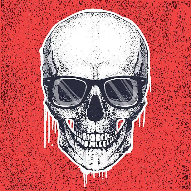 Vector illustration of Cool skull in glasses