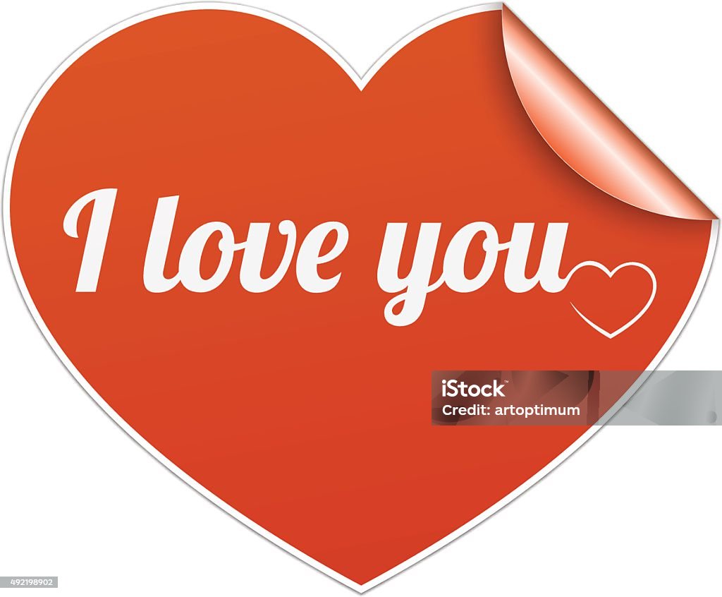 Words I Love You on heart symbol Words I Love You on heart sticker symbol 2015 stock vector