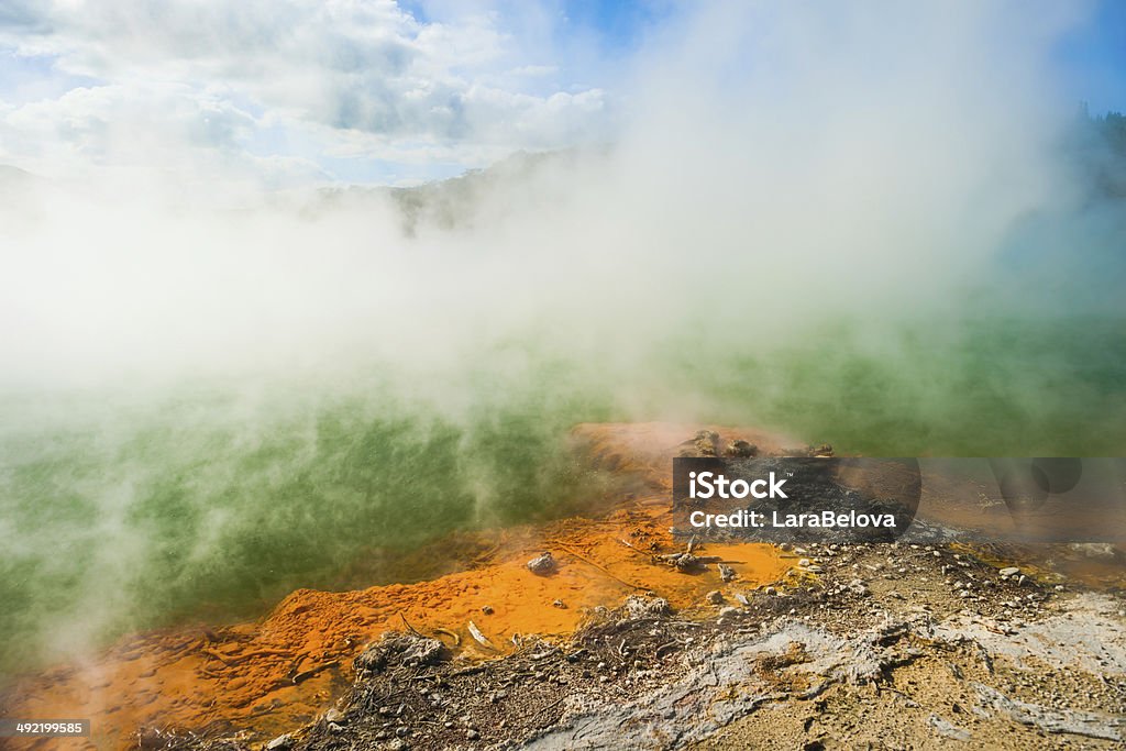 Champagne pool Champagne Pool thermal lake, Wai-O-Tapu Thermal Wonderland, Rotorua, New Zealand At The Edge Of Stock Photo