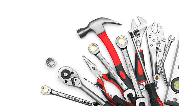 Many Tools Many Tools on white background assembly kit stock pictures, royalty-free photos & images