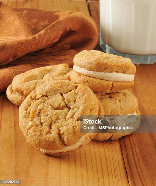 Peanut Butter Cream Sandwich Cookies Stock Photo - Download Image Now - Cookie, Cream - Dairy Product, Dessert - Sweet Food