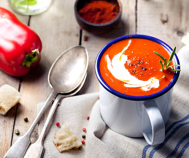 istock Tomato, red pepper soup, sauce with rosemary 492217274