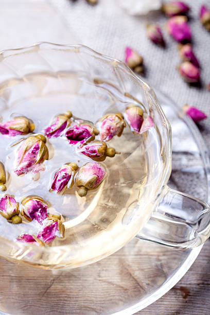 istock Rose buds herbal tea in a glass cup 492219436