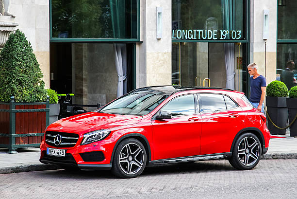 Budapest, Hungary - July 23, 2014: Motor car Mercedes-Benz X156 GLA-class is parked at the city street.