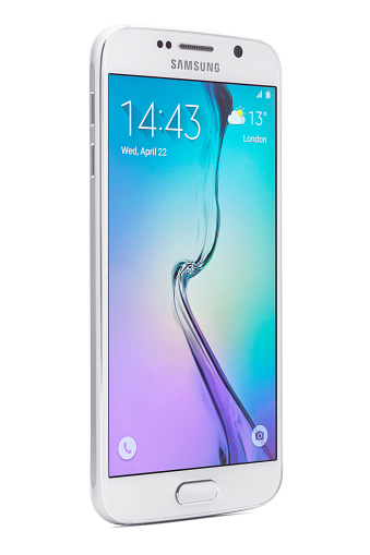 Sofia, Bulgaria - April 22, 2015: Studio shot of Samsung Galaxy S6 smartphone. The telephone is supported with 5.1