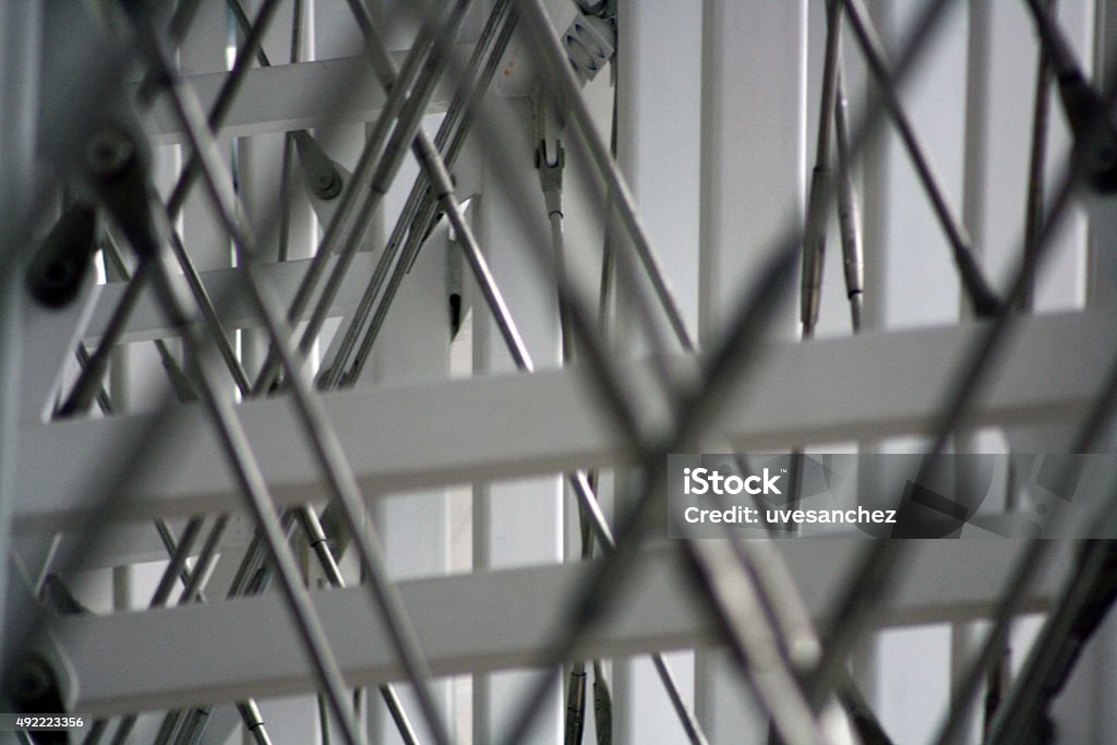 detail shot interior of building,aluminium iron cross construction interior in city of culture, galicia, spain 2015 Stock Photo
