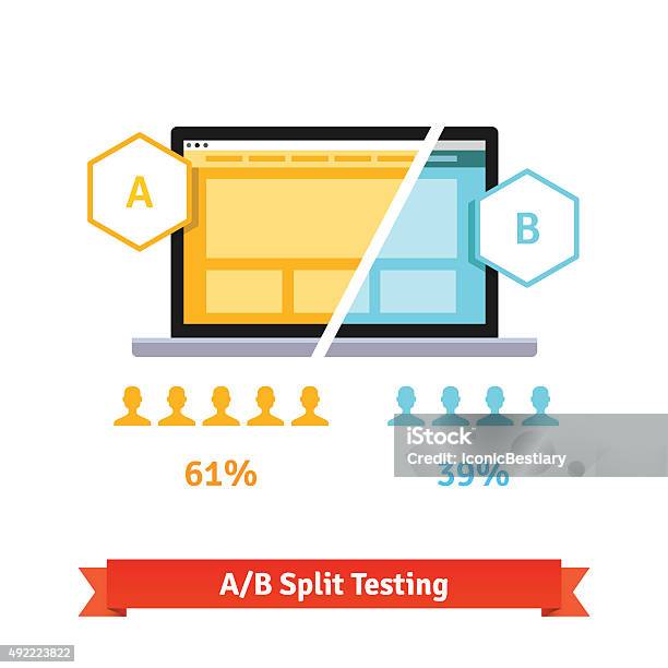 Ab Split Testing Laptop Screen Stock Illustration - Download Image Now - Scientific Experiment, Examining, Letter B