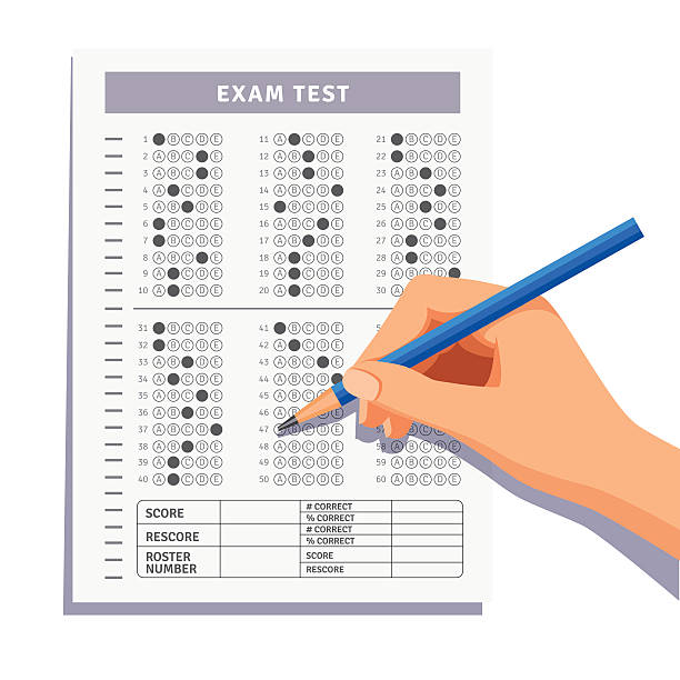 student füllen sie antworten auf prüfung test - medical exam stock-grafiken, -clipart, -cartoons und -symbole