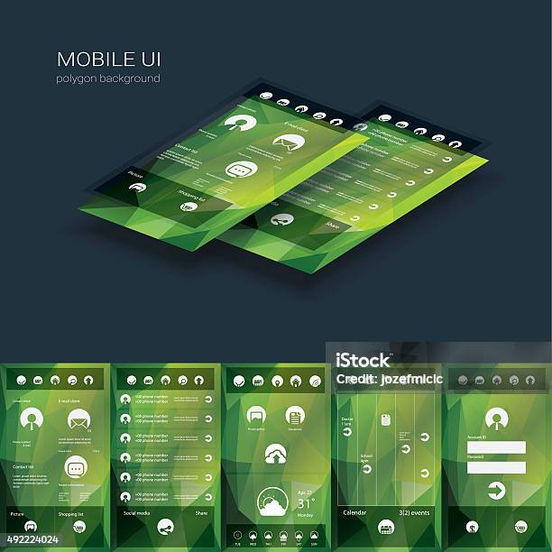 Mobile User Interface Vector Template Smartphone Ui With Flat Design ...