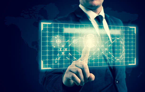 istock The businessman pressed a button on the high-tech display 492226442