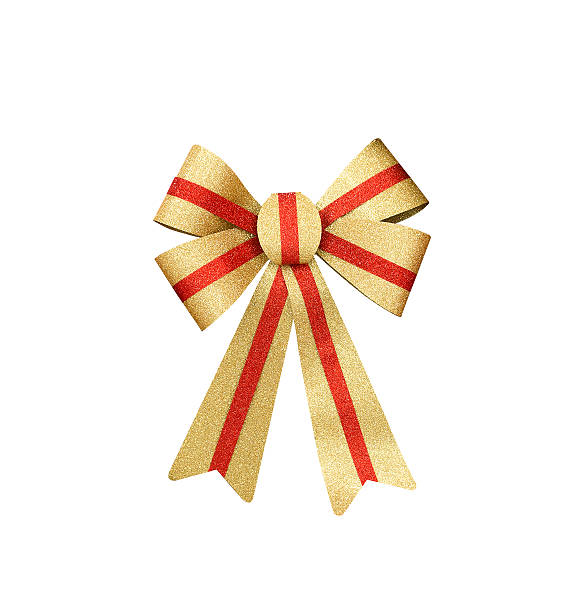 istock Golden bow on pure white background 492226576