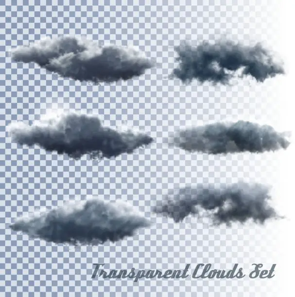 Vector illustration of Set of transparent clouds. Vector