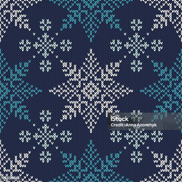 Winter Holiday Seamless Knitted Pattern With Snowflakes Stock Illustration - Download Image Now