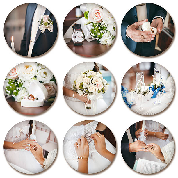 istock Wedding theme collage composed of different images on white back 492229550