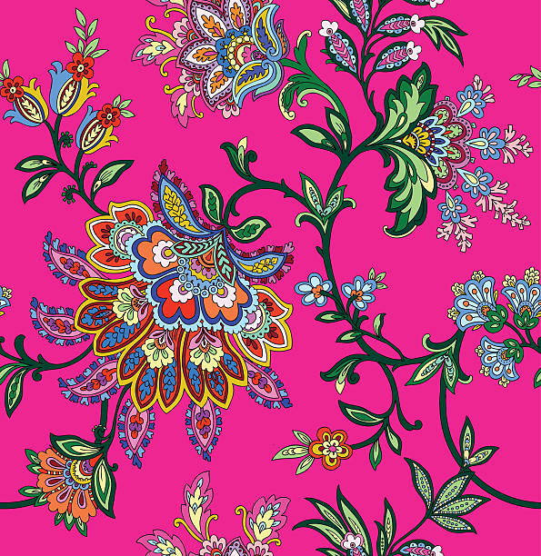 Seamless pattern with floral ornament vector art illustration