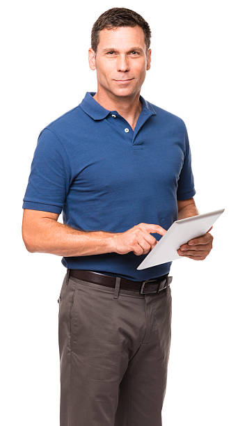 istock Causal Businessman with Digital Tablet on White 492231508
