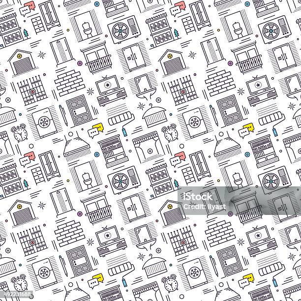 Seamless Housework Pattern Stock Illustration - Download Image Now - Pattern, Domestic Life, House
