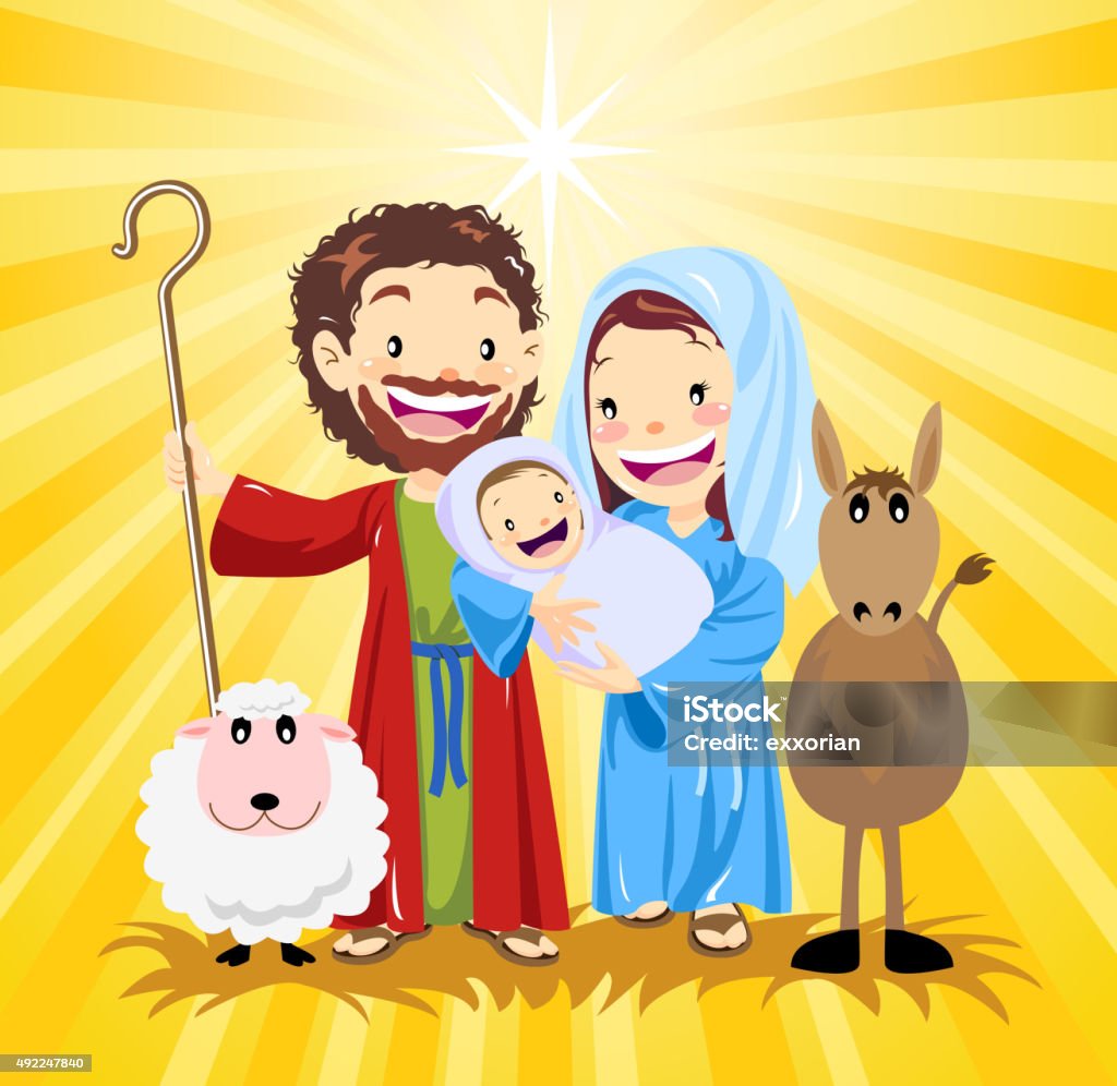 Holy family Christmas nativity scene. Nativity Scene stock vector