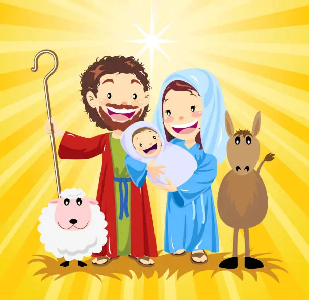 Vector illustration of Holy family