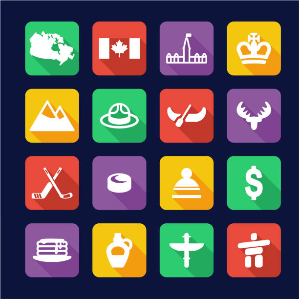 kanada symbole flat-design - förster wald stock-grafiken, -clipart, -cartoons und -symbole