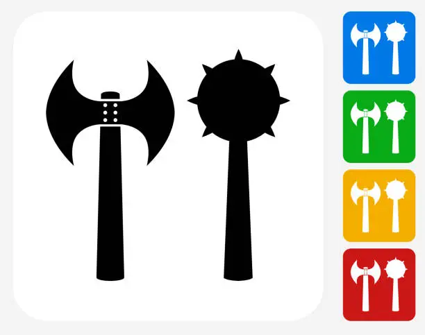 Vector illustration of Axe and Morning Star Weapon Icon Flat Graphic Design