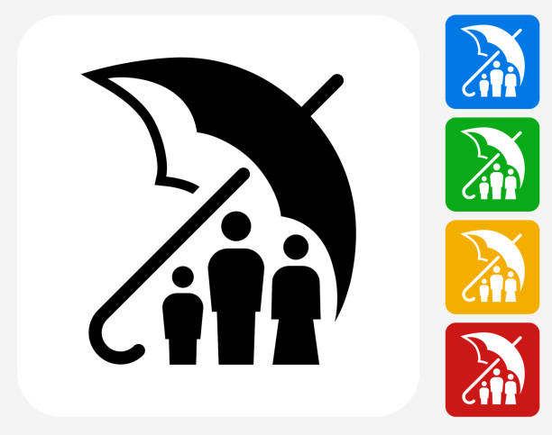 rodzina ubezpieczenia ikony płaskie projektowania graficznego - umbrella icon stock illustrations