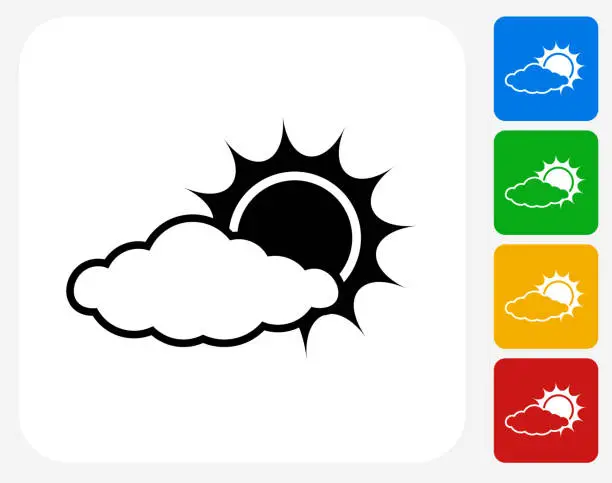 Vector illustration of Sun Behind a Cloud Icon Flat Graphic Design