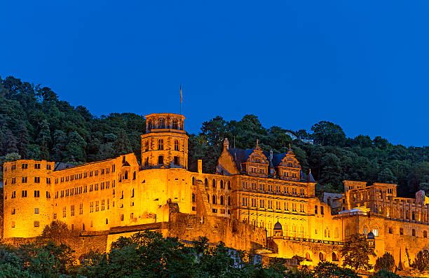 Heidelberg, Germany - July 16, 2015: Illuminated Heidelberg Castle at Night