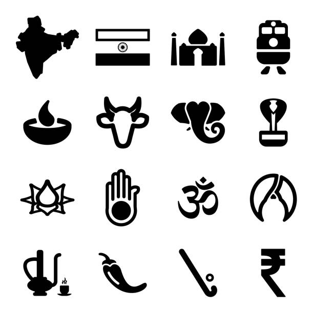 ilustraciones, imágenes clip art, dibujos animados e iconos de stock de iconos de la india - hockey cesped