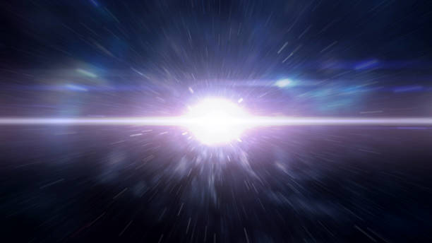 Space warp a futuristic time travel An image of warp in space. A 3D rendered illustration of futuristic time travel trough the galaxy. You see a bright light wormhole and a distorted cosmos around it. hyperdrive stock pictures, royalty-free photos & images