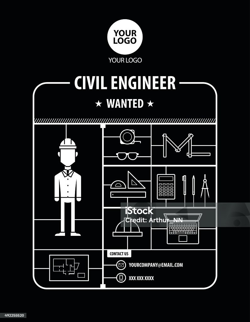Civil Engineer wanted Recruitment Advertising plastic model kit Model Kit stock vector