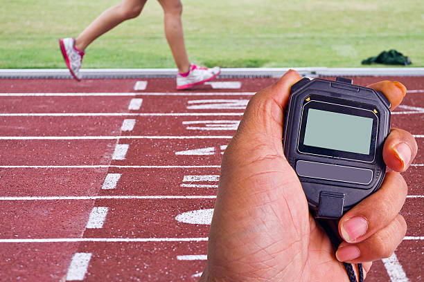 istock Cropped image of  runner on competitive running 492259045