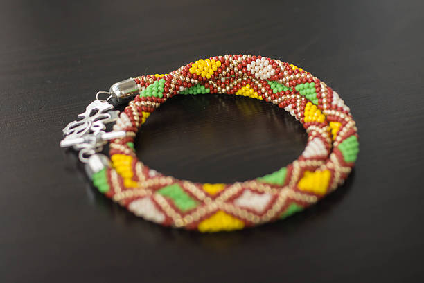 istock Knitted necklace with a pattern in the form of rhombuses 492259755