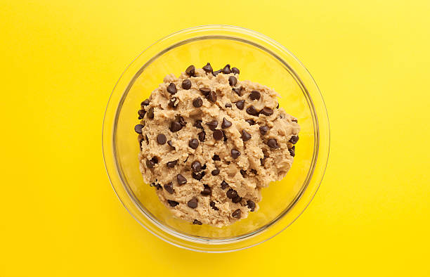 Chocolate Chip Cookie Dough Background Close Up.