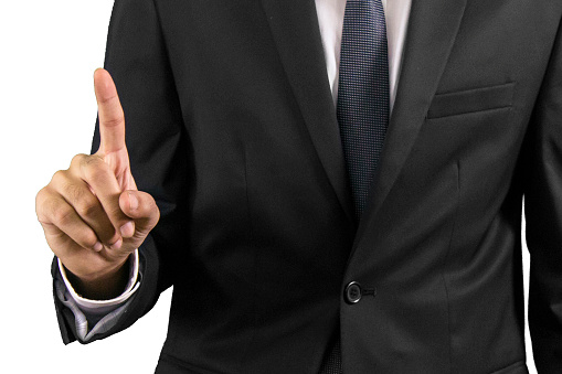 Close-up fragment of a man in a business suit, shallow depth of field composition