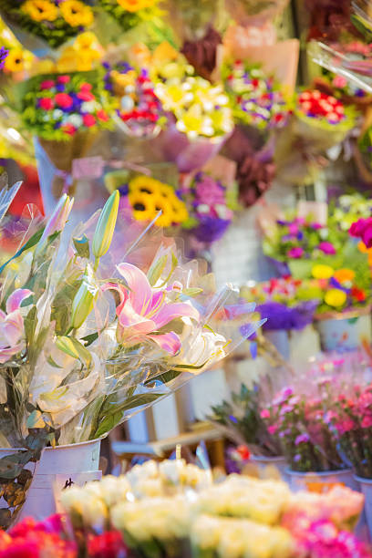 istock Asian flower market display 492261615